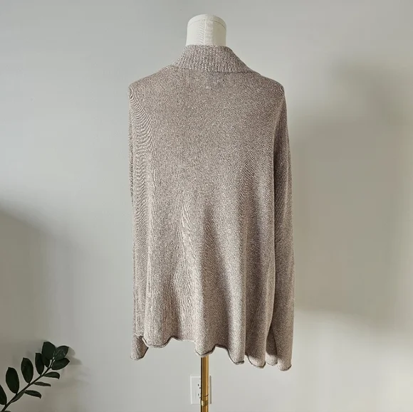 Eileen Fisher 3x Linen Cotton Blend Taupe Open-Front Cardigan - Picture 4 of 8